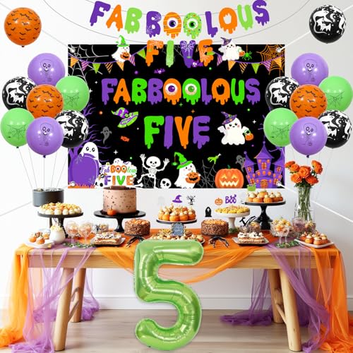 Halloween 5th Birthday Decorations Balloons Banner Cake Topper Party Supplies