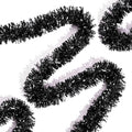 Black Christmas Tinsel Garland - 33FT Shiny Metallic Wavy Foil Decor