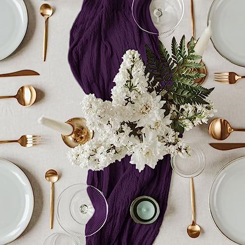 Purple Cheesecloth Table Runner 35x10FT Boho Rustic Wedding & Party Decor