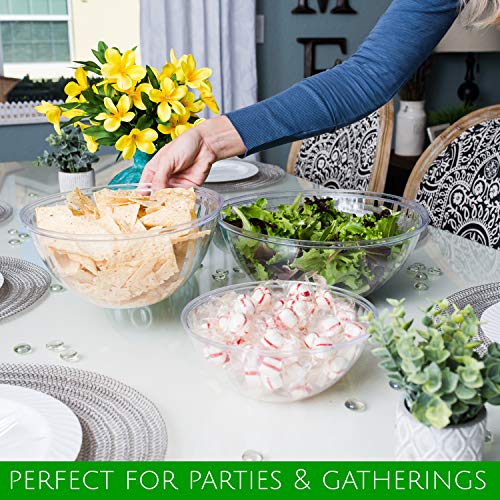 2 Pack Disposable Clear Round Serving Bowls for Parties & Snacks - 48 Ounce