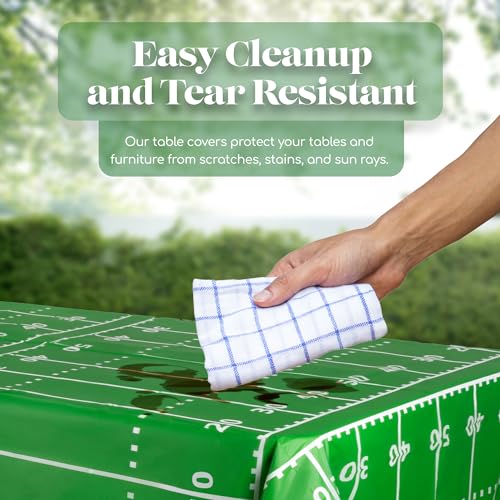 Football Field Tablecloth 54 x 108 Inches - 12 Pack Disposable Rectangular Table Cover for Parties