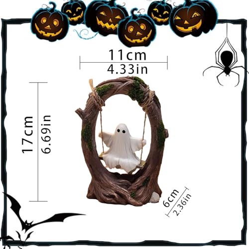 Halloween Swing Ghost Decor - Cute Resin Window Sill Ornament for Parties & Outdoor