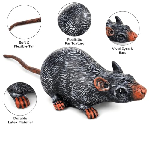 Large Realistic Animated Halloween Rat Decoration - Spooky Indoor Prop, 18.1 Inches