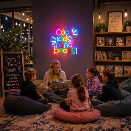 Neon Sign - Cool Kids Read Books Wall Decor LED Neon Light