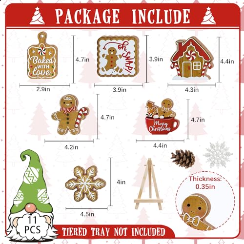 Christmas Gingerbread Man Tiered Tray Decor Set - Holiday Home Decor
