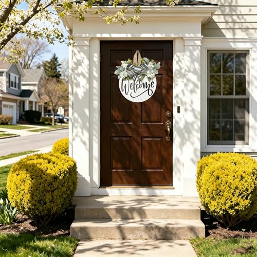 Welcome Sign for Front Door Wreath - Rustic Wood Porch Hanging Decor - Variation: Welcome
