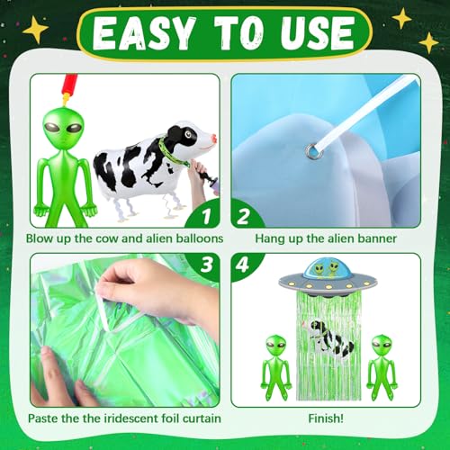 Alien Door Curtain with Foil Fringe for Space Party Decorations