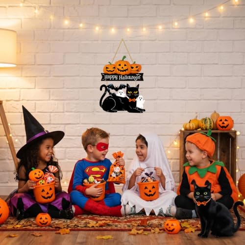 Halloween Ghost Wood Door Sign - Spooky Wreath Wall Decor - Sivgrrme
