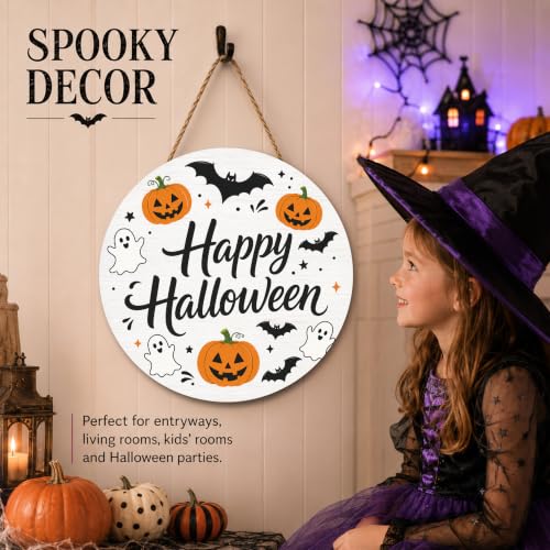 Cute Ghost Halloween Sign - Happy Halloween Door Wall Decor - Boo Variation