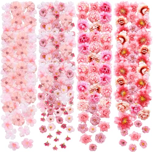 Mini Artificial Flower Heads Set - Pink Cozy Style, 120 Pcs for Crafts & Decor