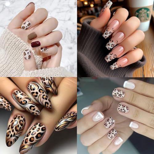 Self-Adhesive Leopard Nail Stickers for Nail Art - Colorful Animal Patterns, 8 Sheets - Leopard Print Variation 1