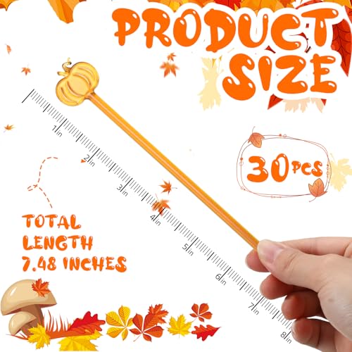 Pumpkin Glass Drink Stirrers - Fall Swizzle Sticks for Cocktails & Coffee - 12 Pack