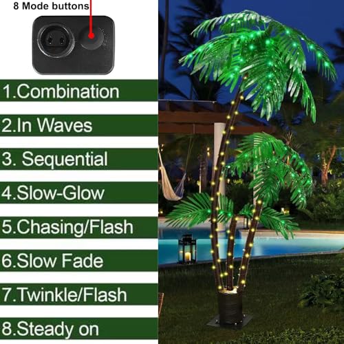 6FT Artificial Palm Tree with 217 LED Lights - Outdoor Indoor Tiki Bar Decor