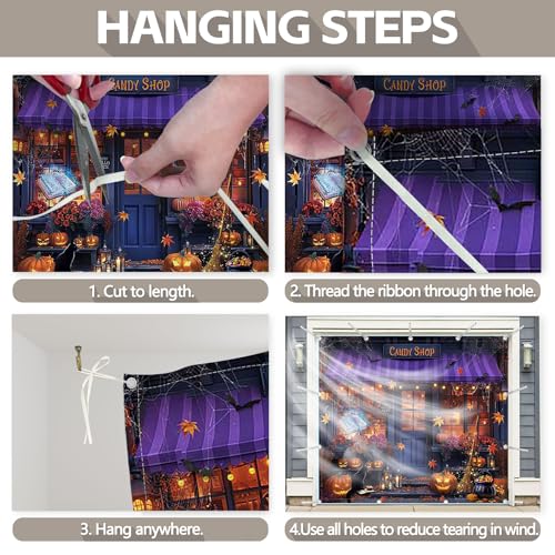 Halloween Candy Shop Garage Door Banner Decorations - 8x7ft