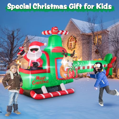 8.5 FT Christmas Inflatable Santa Helicopter with LED Lights for Outdoor Yard Decor