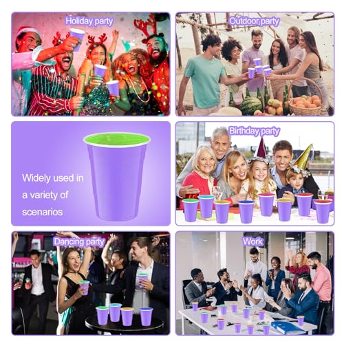 120 Pack Light Purple Disposable Plastic Cups 12 oz Party Drinkware - Halloween Variation