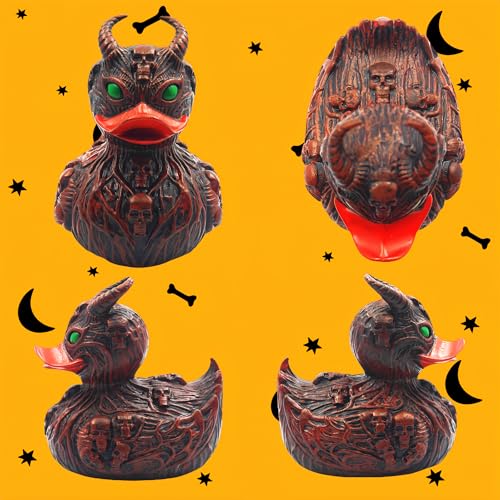 Horror Demon Skull Duck Sculpture - Red Gothic Devil Dark Car Dashboard & Home Decor - Variation 4