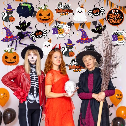 Halloween Hanging Swirls Party Streamer Ceiling Decorations - 40 Pcs - Festive & Cute Design