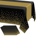 Black and Gold Disposable Tablecloth 54x108 Inches - Pack of 10