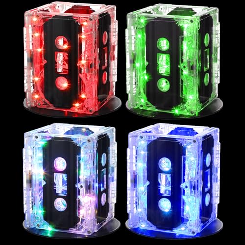 80s Party Decorations Cassette Tape Centerpieces Set with LED Lights