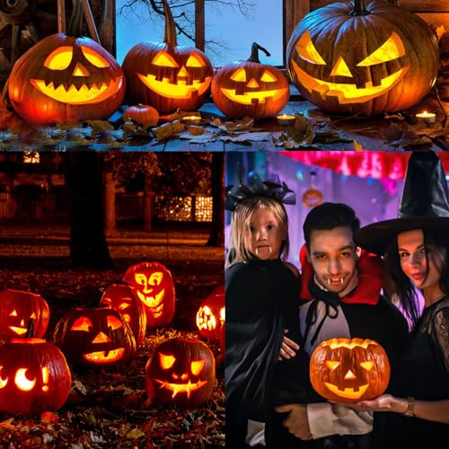 Halloween Pumpkin Carving Kit with Stainless Steel Tools & Candles - 35 Pieces for Kids & Adults