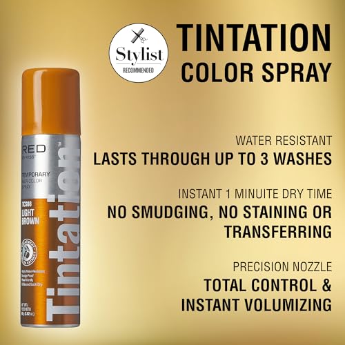 Temporary Hair Color Spray Light Brown, Gray Root Touch Up, Water-Resistant & Easy Wash Out