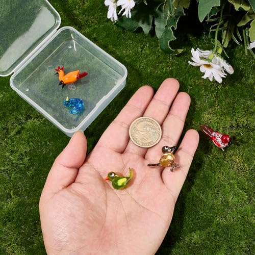Hand Blown Glass Bird Figurine Set - 5 Styles Mini Lampwork Animal Decor - Birds & Doves Set