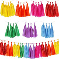 Rainbow Tissue Paper Tassel Garland for Parties & Events - 35 Pcs DIY Decor