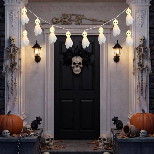 Halloween Ghost String Lights - Battery-Operated Mantel & Window Decor