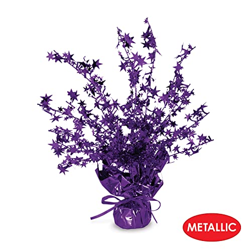 Star Gleam 'N Burst Centerpieces - Purple / 2 Piece 15-Inch Table Decor for Parties