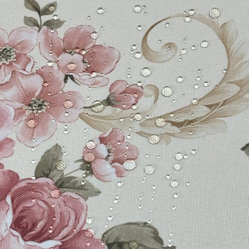 Red Floral Square Tablecloth 38x38 Inch Waterproof Spillproof Kitchen & Dining Cover - Clr 050