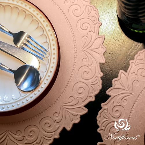 Pink Faux Leather Placemats Set of 6 - Modern Table Protectors