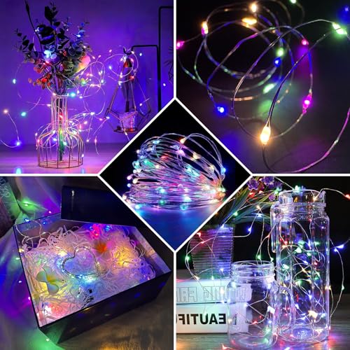 Mixed-Color Fairy Lights Set 24 Pack 7ft Waterproof Twinkle String Lights Battery Operated