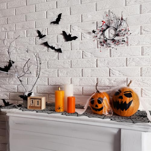 Halloween Spider Web Table Runner & Placemat Set - Black Lace Decor