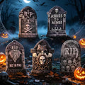 25.6 Inch Halloween Tombstones Outdoor Graveyard Decorations 5-Pack - Weatherproof Plastic, Spooky Cemetery Props, Stable Stakes