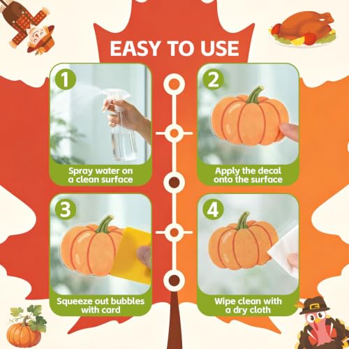 Thanksgiving Fall Window Clings Set - 9 Sheets for Glass Decor - Thanksgiving