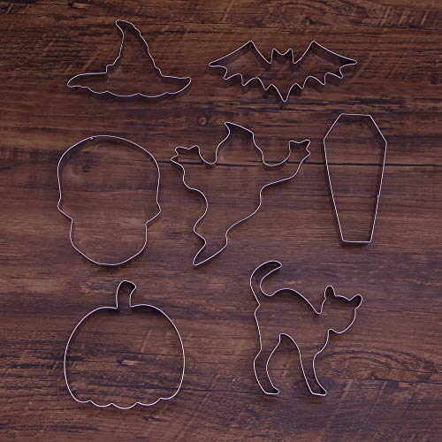 Large Halloween Cookie Cutter Set - 7 Stainless Steel Shapes for Baking & Crafts