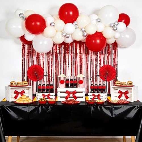 Disposable Wizard Tablecloth Set - Black Yellow Red Striped Party Covers, 4 Pcs