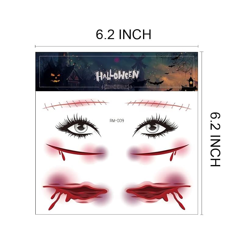 Spider Net Face Tattoos - 12 Sheets Halloween Temporary Tattoos for Men Women Kids