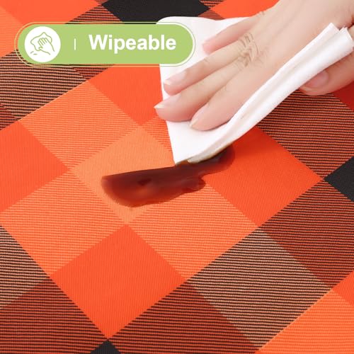 Halloween Vinyl Tablecloth 52x70 Inches with Flannel Backing - Black & Yellow