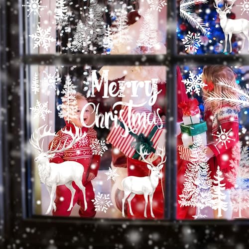 Christmas Window Clings 9 Sheets Winter Forest Snowflakes Reusable Decor