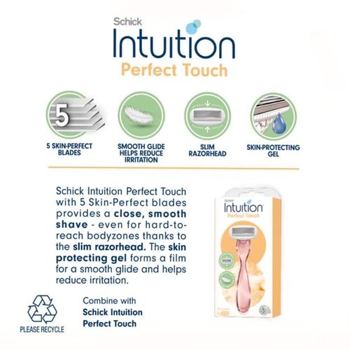 Schick Intuition Perfect Touch Razor Blade Refills, 5 Blade System, 16 Cartridges Total, 4 Pack