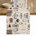 Farmhouse Cotton Linen Table Runner 18 x 72 Inches - Brown Beige Kitchen Decor