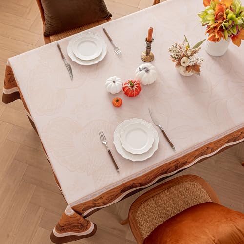 Romanstile Fall Thanksgiving Square Tablecloth 60x60 Inch - Pumpkin & Harvest Design - Linepumpkin Variation