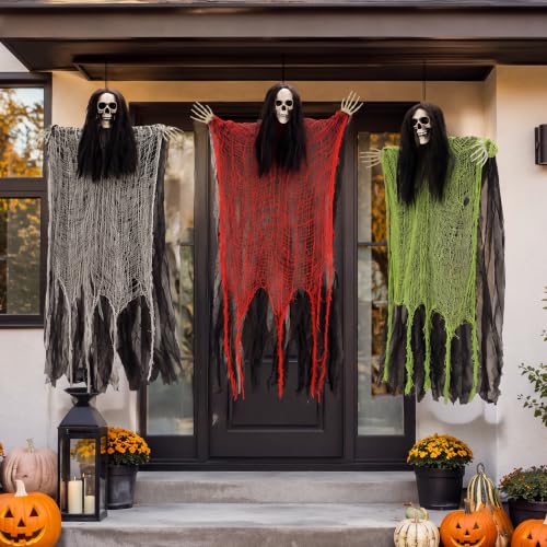 Halloween Hanging Ghost Decorations 39.5 Inches - Spooky Yard & Indoor Decor 3 Pack