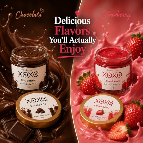 Edible Body Paint Set for Couples - Strawberry & Chocolate Flavors, Skin-Friendly, 2-Pack