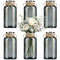 Black Mason Jar Glass Vases 6 Pack - Elegant Centerpieces for Flowers - TAOZIMA
