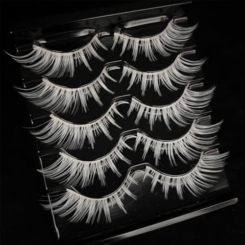 15MM White Fairy Eyelashes False Lashes for Cosplay & Natural Look - 5 Pairs