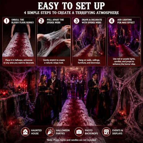 Halloween Bloody Floor Runner Decor 28x79 Inch Spooky Haunted Scene