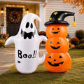 2PCS Inflatable Halloween Yard Decorations - Pumpkin & Ghost, Waterproof Outdoor Blow-Ups